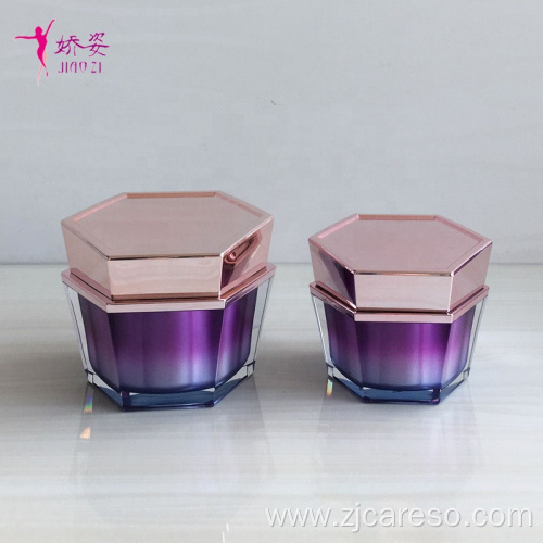 Hexagonal Shape Cosmetic Lotion Bottle Cream Jar